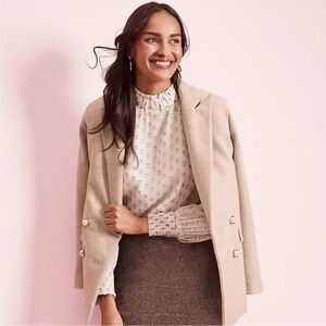 LOFT Brushed Herringbone Double Breasted Blazer Size 14